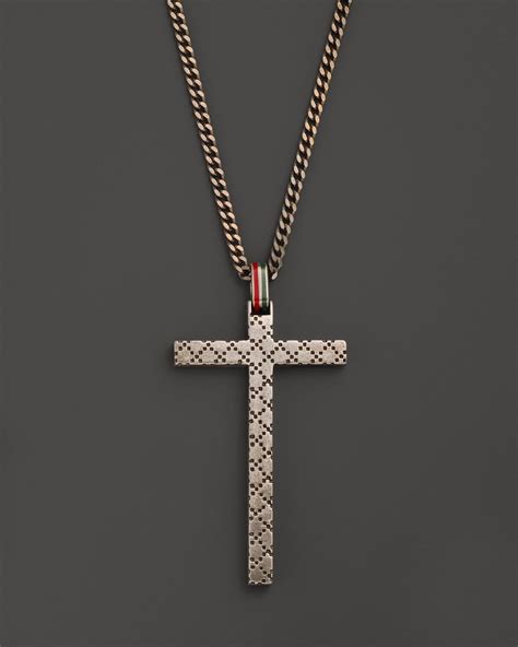 gucci diamantissima necklace with cross pendant|Gucci jewelry for men.